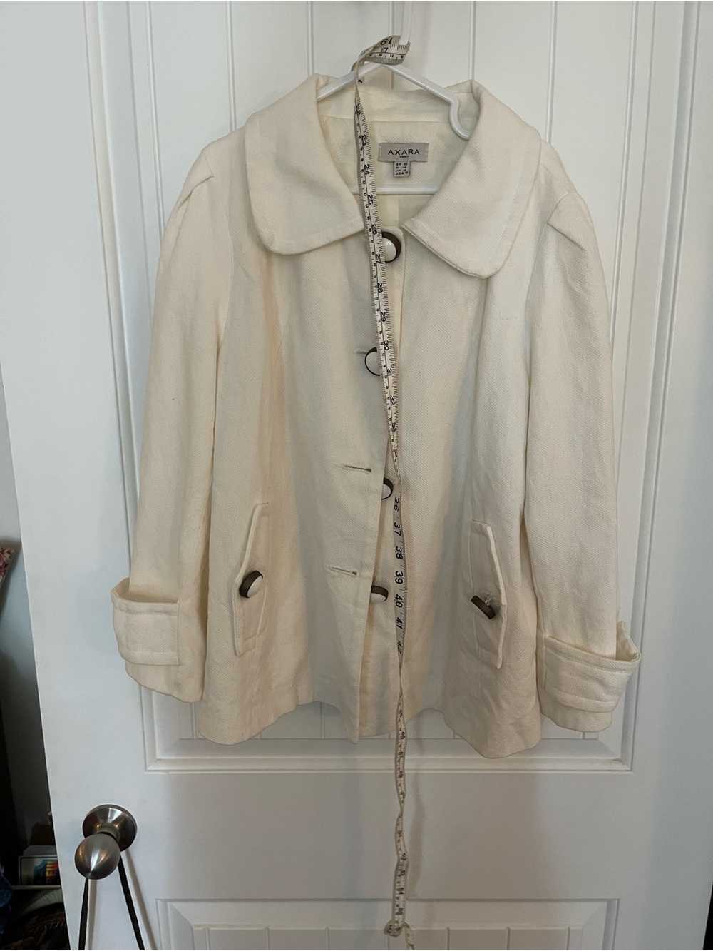Axara Paris Cropped Cream Jacket with Dual Tone Buttons